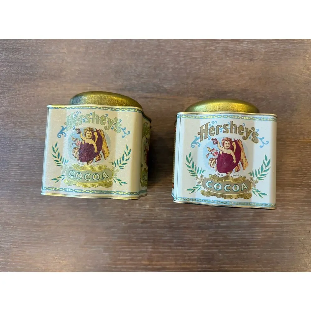 Vintage Hershey's Cocoa Powder Tin Set of 2 Retro Collectible
